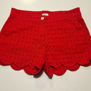 crown & ivy Red Scalloped High-Waist Shorts